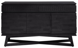 Boho Boutique Black Mango Wood 3 Door 2 Drawer Medium Sideboard