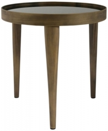 Mindy Brownes Reese Black Smoked Glass and Antique Bronze Small Round Coffee Table