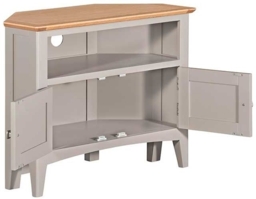 Lowell Grey and Oak Corner TV Unit, 80cm W with Storage for Television Upto 32in Plasma - thumbnail 2