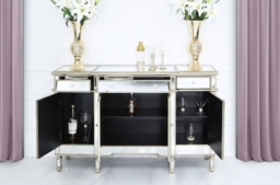 Bari Gold Mirrored 4 Door Medium Sideboard - 152cm - thumbnail 5