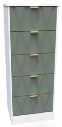 Las Vegas Matt White and Reed Green 5 Drawer Tall Chest - thumbnail 2