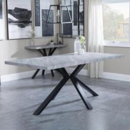 Ezra 8 Seater Grey Dining Table with Black Spider Legs - 180cm - thumbnail 1