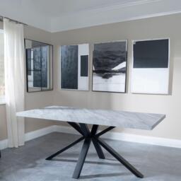 Ezra 8 Seater Grey Dining Table with Black Spider Legs - 180cm - thumbnail 4