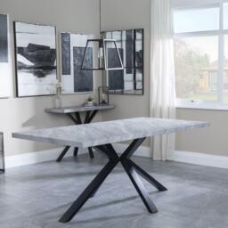 Ezra 8 Seater Grey Dining Table with Black Spider Legs - 180cm - thumbnail 3