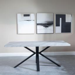 Ezra 8 Seater Grey Dining Table with Black Spider Legs - 180cm - thumbnail 2