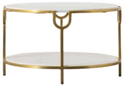 Weston White Marble and Gold Coffee Table - thumbnail 1