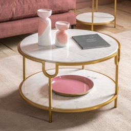 Weston White Marble and Gold Coffee Table - thumbnail 3
