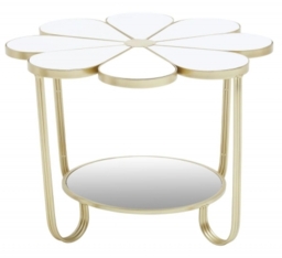 Jordan White Petal Flower Shape Side Table with Gold Frame
