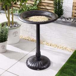 Weightable Round Resin Bird Bath - Christow - thumbnail 1