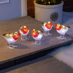 Acrylic Robin Lights – Set of 5 - Christow - thumbnail 1