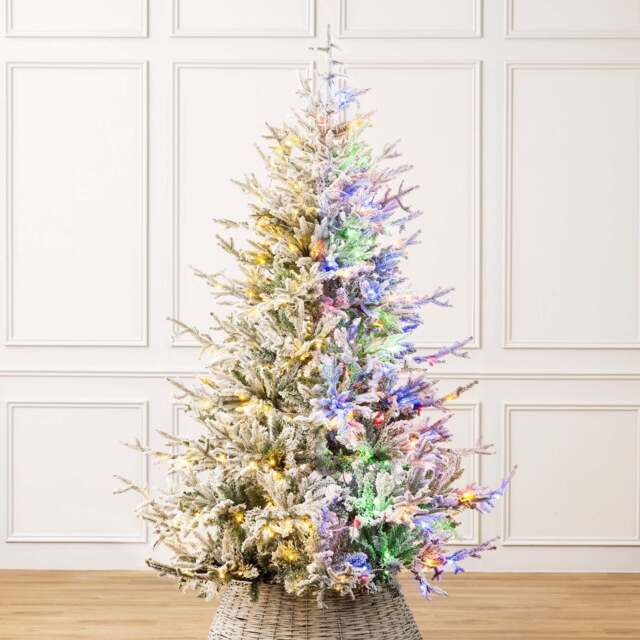 Pre-Lit Flocked Verbier Fir Christmas Tree - Christow