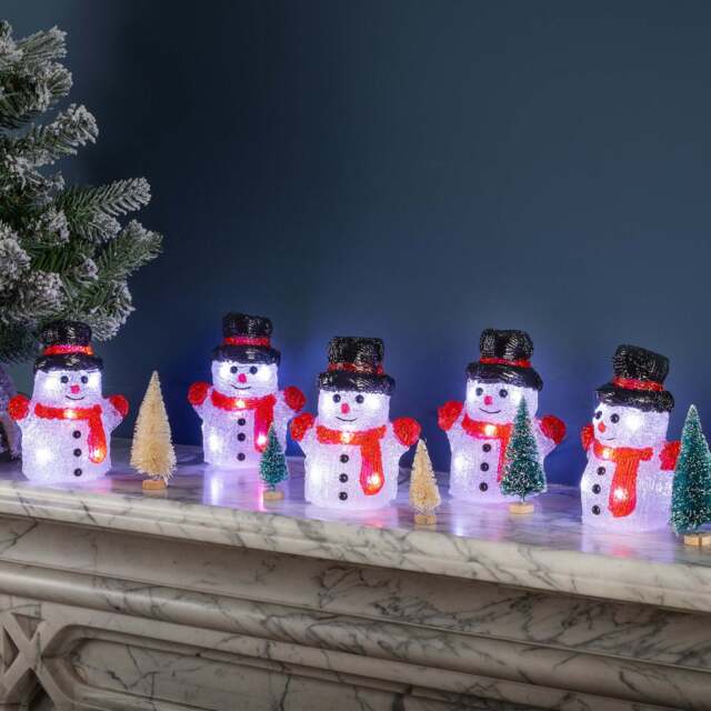 Acrylic Snowman Lights – Set of 5 - Christow - image 1