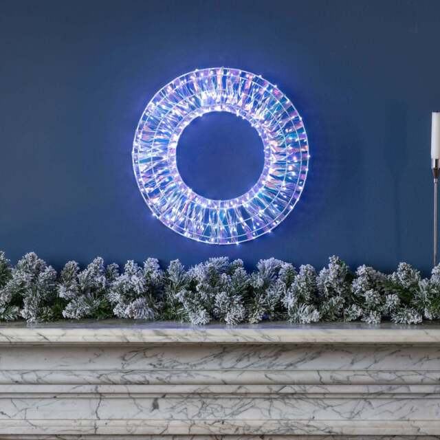 Iridescent White LED Christmas Wreath - Christow - image 1