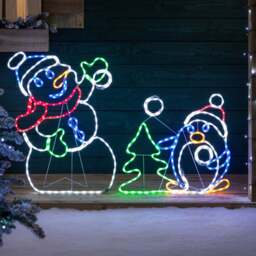 Snowman & Penguin Christmas Rope Light - Christow