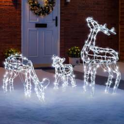 Light Up White Wire Reindeer Family - Christow