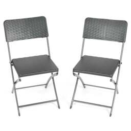 Rattan Effect Folding Garden Chairs – 2 Pack - Christow - thumbnail 4
