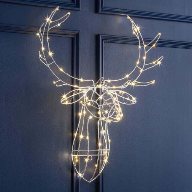 Light Up White Wire Stag Head - Christow - image 1