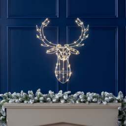 Light Up White Wire Stag Head - Christow - thumbnail 3