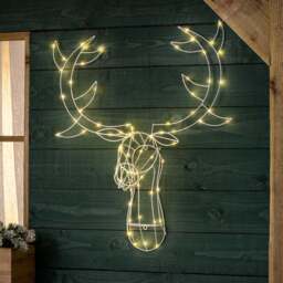Light Up White Wire Stag Head - Christow - thumbnail 2