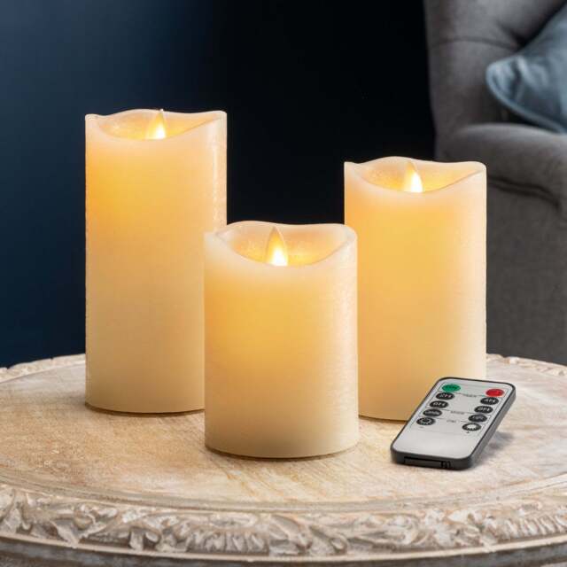 Flicker Flame LED Candles with Remote – Set of 3 - Christow - image 1