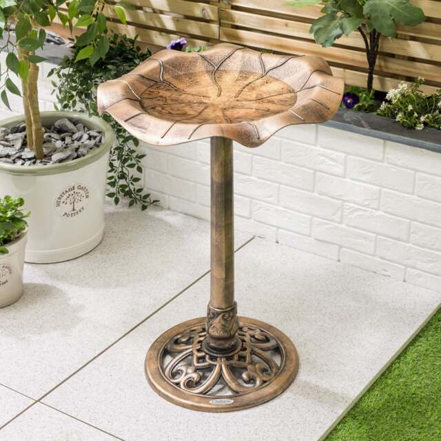 Resin Leaf Bird Bath - Christow - image 1