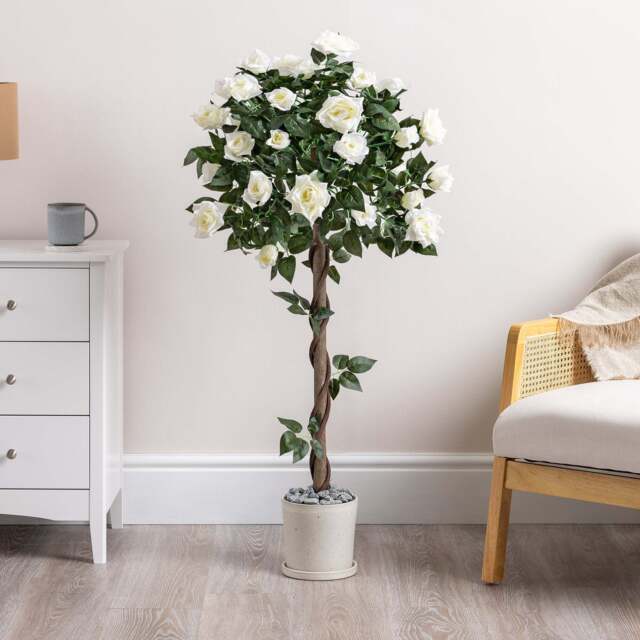 Artificial White Rose Tree – 3ft & 4ft - Christow - image 1