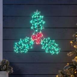 Micro LED Holly Leaf Christmas Light – 45cm - Christow - thumbnail 2