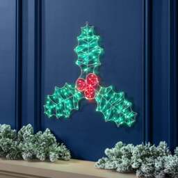 Micro LED Holly Leaf Christmas Light – 45cm - Christow - thumbnail 3