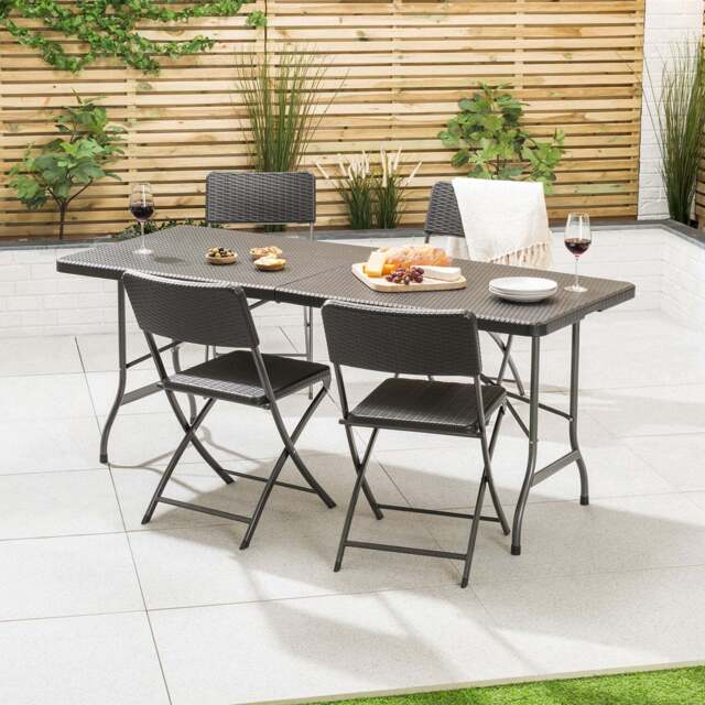 6ft Rattan Effect 4 Seater Dining Set - Christow - image 1