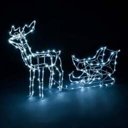 Light Up White Wire Reindeer & Sleigh - Christow - thumbnail 2