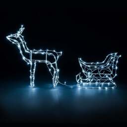 Light Up White Wire Reindeer & Sleigh - Christow - thumbnail 4
