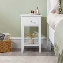 Ilsington Slim Bedside Table with Shelf - Christow - thumbnail 2