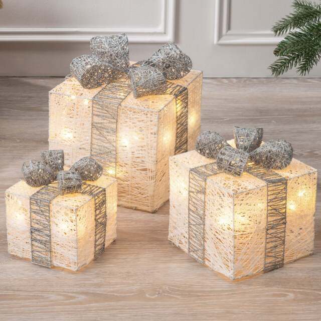 Light Up Cotton Christmas Presents - Christow - image 1