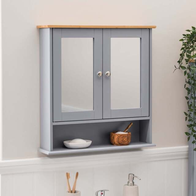 Lustleigh Grey Double Mirrored Cabinet - Christow - image 1