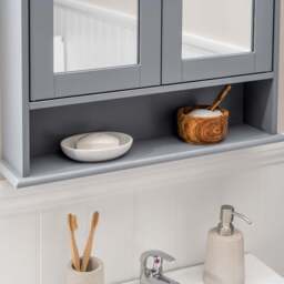 Lustleigh Grey Double Mirrored Cabinet - Christow - thumbnail 3