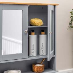 Lustleigh Grey Double Mirrored Cabinet - Christow - thumbnail 2