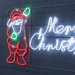 Merry Christmas Rope Light Sign with Santa & Gingerbread Man - Christow - thumbnail 2