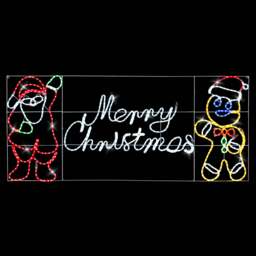 Merry Christmas Rope Light Sign with Santa & Gingerbread Man - Christow - thumbnail 4