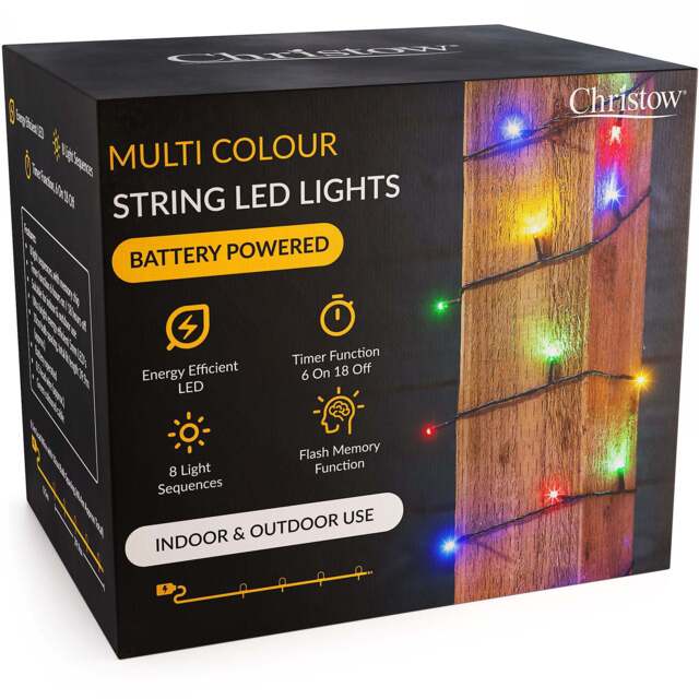 Battery Christmas Lights (Green Cable) - Christow - image 1