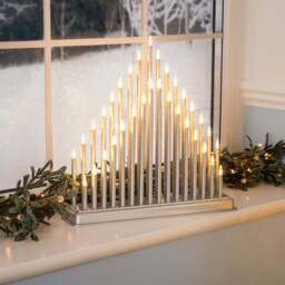 33 Light Silver Christmas Candle Bridge Tower - Christow - thumbnail 2