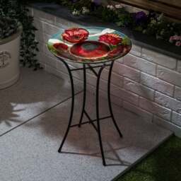 Glass Solar Bird Bath With Stand - Christow - thumbnail 5