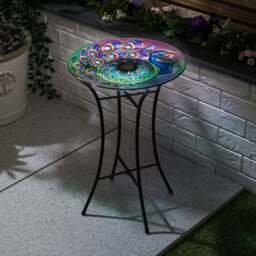Glass Solar Bird Bath With Stand - Christow - thumbnail 2