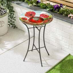 Glass Solar Bird Bath With Stand - Christow - thumbnail 4