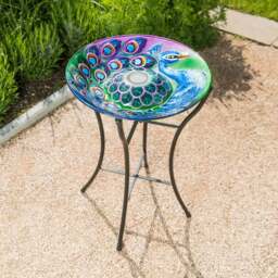 Glass Solar Bird Bath With Stand - Christow - thumbnail 3
