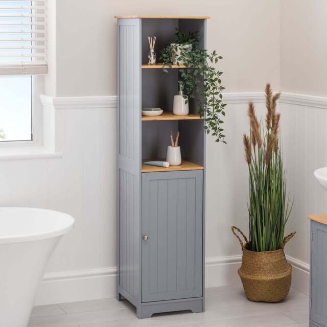 Lustleigh Grey Tallboy Bathroom Cabinet - Christow - image 1