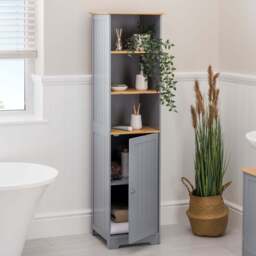 Lustleigh Grey Tallboy Bathroom Cabinet - Christow - thumbnail 2