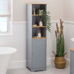 Lustleigh Grey Tallboy Bathroom Cabinet - Christow