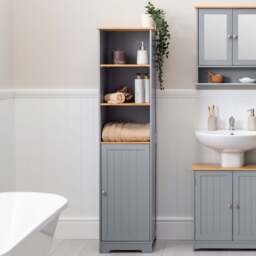 Lustleigh Grey Tallboy Bathroom Cabinet - Christow - thumbnail 4