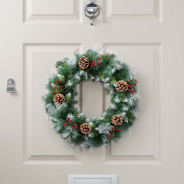 Frosted Berry & Pine Cone Wreath - Christow