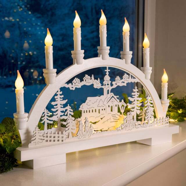 White Christmas Village Candle Arch - Christow - image 1